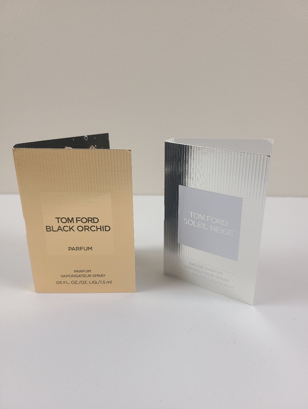 NEW Tom Ford Black Orchid & Soleil Neige Sample Cards - 0.05 Fl. Oz / 1.5ml Each